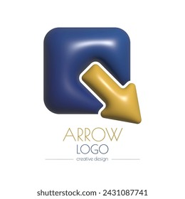 3d arrow logo. A template for a brand, ID, sticker, sticker, or pictogram. Social network icon, corporate design idea