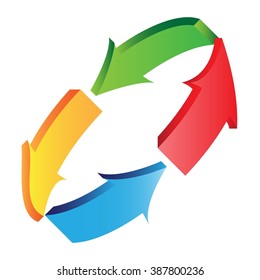 3d arrow on a circle, for the design of business processes or the design website button decoration. Vector illustration
