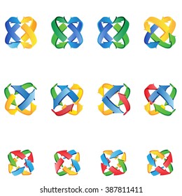 3d arrow on a circle, for the design of business processes or the design website button decoration. Vector illustration 