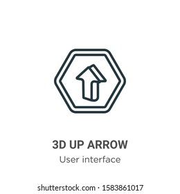 3d up arrow outline vector icon. Thin line black 3d up arrow icon, flat vector simple element illustration from editable user interface concept isolated on white background