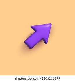 3d arrow pointer, mouse cursor icon. Computer interface render. Click here arrow. Computer mouse cursor. Web interface 3d click pointer. Ui selection tool. Vector