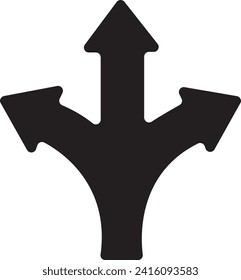 3d arrow pointing up, Three-way direction arrow icon. black arrow icon.