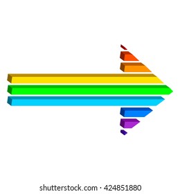 3d arrow. Rainbow 3d arrow. Isolated on white background. Vector illustration.