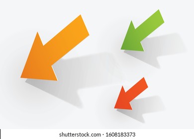 3d Arrow with realistic, transparent shadows, can be set to any background.