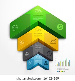 3d arrow staircase diagram business step options. Vector illustration. can be used for workflow layout, banner, number options, step up options, web design, infographics. 