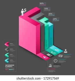 3d arrow staircase diagram business step options. Vector illustration. can be used for workflow layout, banner, number options, step up options, web design, infographics.