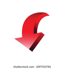 3D arrow vector design with red color isoleted white background.