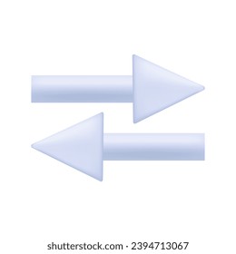 3D arrows change direction. Pointer left, right, forward, backward. Direction, landmark, guide or cursor arrow. Business icon, digital direction sign, choice, ui design. Vector 3d illustration.