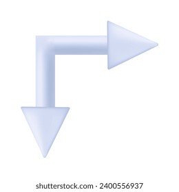 3D arrows change direction. Pointer left, right, forward, backward, turn. Direction, landmark, guide or cursor arrow. Business icon, digital direction sign, choice, ui design. Vector 3d illustration.