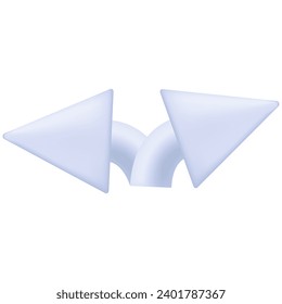 3D arrows change direction. Pointer left, right, forward, backward, turn. Direction, landmark, guide or cursor arrow. Business icon, digital direction sign, choice, ui design. Vector 3d illustration.