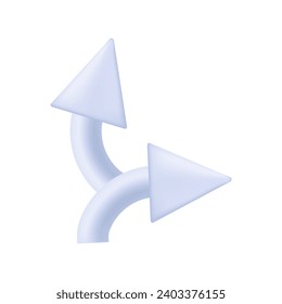 3D arrows change direction. Pointer left, right, forward, backward, turn. Direction, landmark, guide or cursor arrow. Business icon, digital direction sign, choice, ui design. Vector 3d illustration.