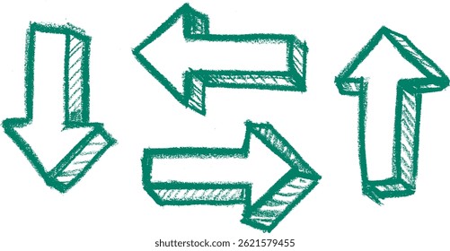 Vector de dibujo de tiza de crayón de flechas 3D
