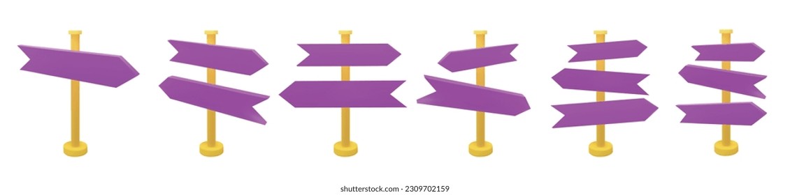 3D arrows direction set. Vector stock illustration pack isolated on white background for game and print industry. EPS10