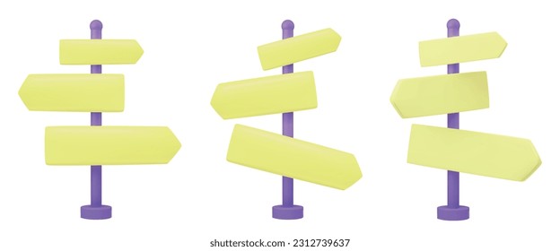 3D arrows direction set. Vector stock illustration pack isolated on white background for game and print industry. EPS10