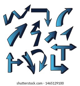 3D Arrows, Arrows doodles, arrows pointer, Arrows set vector templates