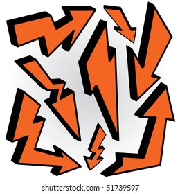3d arrows and flash set vector