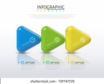 3D Arrows Infographic, Plastic Texture Glossy Arrows With Different Colors In 3d Illustration, Process Concept