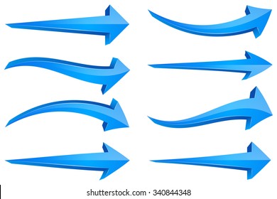 3D Arrows Pointing Right with Blue Gloss Effect