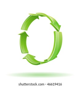 3D Arrows. Recycle symbol. Vector colorful illustration.