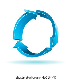 3D Arrows. Recycle symbol. Vector colorful illustration.