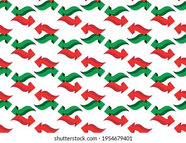 3D arrows red and green. Seamless texture. For packaging design.