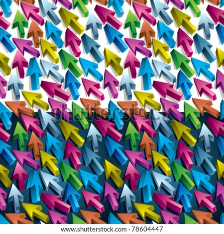 3d arrows seamless pattern. 2 variants, over white and dark backgrounds.