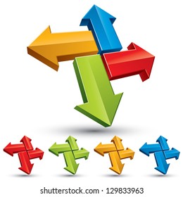 3d arrows vector icon set isolated on white background.