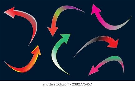 3d arrows Vectors  Illustrations , Onwards Upwards Arrows 3d Glossy Stock , Arrow Stickerst Various Angles Directions, 3d Stock Vector Colorful ribbon arrow set. Arrow stickerst various angle3d Arrow