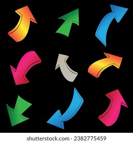 3d arrows Vectors  Illustrations , Onwards Upwards Arrows 3d Glossy Stock , Arrow Stickerst Various Angles Directions, 3d Stock Vector Colorful ribbon arrow set. Arrow stickerst various angle3d Arrow