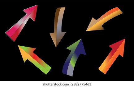 3d arrows Vectors  Illustrations , Onwards Upwards Arrows 3d Glossy Stock , Arrow Stickerst Various Angles Directions, 3d Stock Vector Colorful ribbon arrow set. Arrow stickerst various angle3d Arrow