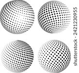 3d art dot circle earth black color on white background
