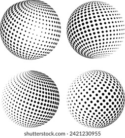 3d art dot circle earth black color on white background