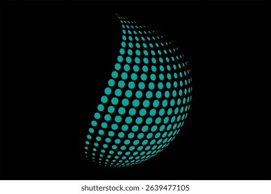 3d art dot circle earth blue color on black background