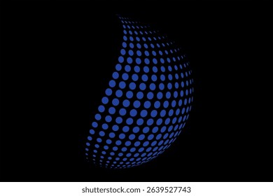 3d art dot circle earth blue color on black background