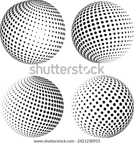 3d art dot circle earth black color on white background