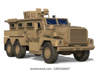 3d art vector design template isolated white render realistic car drive element war army powerful pitbull truck heavy brown gun Russian American Iran Iraq
