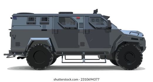 3d art vector design template isolated white render realistic car drive element war army heavy black security defense crime FBI pitbull auto emergency side view protection Police American Iraq