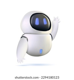 3D artificial intelligence. Chat Bot neural network, AI servers and robots technology, artificial bot mind and intelligent robotic building. Customer support service Chat Bot. 3D robot answer customer