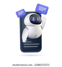 3D artificial intelligence. Digital brain neural network, AI servers and robots technology, artificial bot mind. Online communication with chat bot concept. 3D robot answer customer in chatbot service