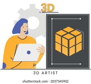 3D ARTIST - Artist creating three-dimensional digital design using computer software, freelancer, 3D modeler.