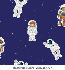 3D Astronaut kids wallpaper pattern, Seamless pattern.