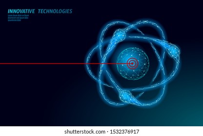 3D atom accelerator particle collider. Science physics atomic power research concept design. Modern molecular micro lab matter analysis vector illustration symbol