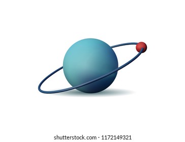 3d atom. Chemical particle. The nucleus and electron. Vector illustration