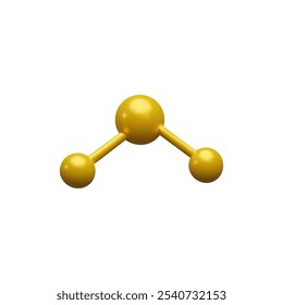 3D atom structure of yellow molecule vector render illustration. Structural chemical formula and volume molecule model. Glossy biotechnology science bubbles pattern, united spheres isolated on white