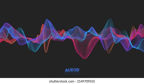 3D-Soundwelle. Farbige Schwingung des Musikpulses. Glühendes Impulsmuster