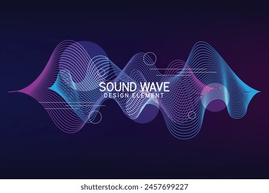 3d audio soundwave. Colourful music pulse oscillation. Glowing impulse pattern