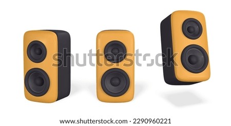 3d audio speaker in plastic cartoon style. Vector illustration.
