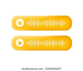 3d Audio Tracks on Speech Bubbles Set Cartoon Style Paused or Playing Audio Chat Concept. Vector illustration