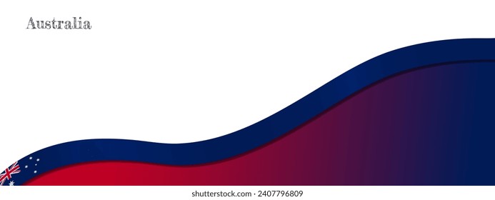 3D Australia Flag Banner with copy space and 3d Australian flag ribbon. Silk Australian banner design background. Editable Vector Illustration. EPS 10.