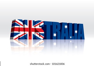 3D Australia Word Text Flag